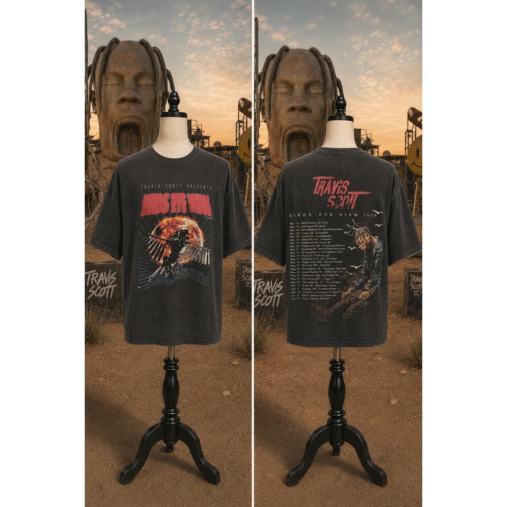 Travis Scott Astroworld Birds Eye View Tour Tee Faded Large